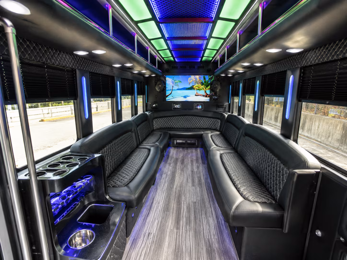 fresno 18 passenger party bus inside