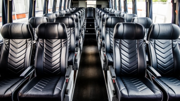 55 passenger charter bus inside hanford